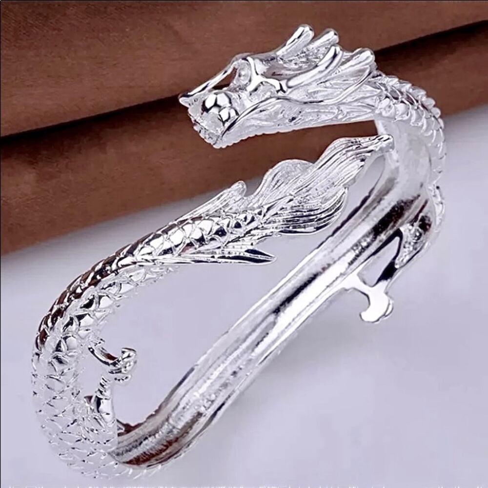 Sterling Silver Dragon Bangle Bracelet Game of Thrones Party